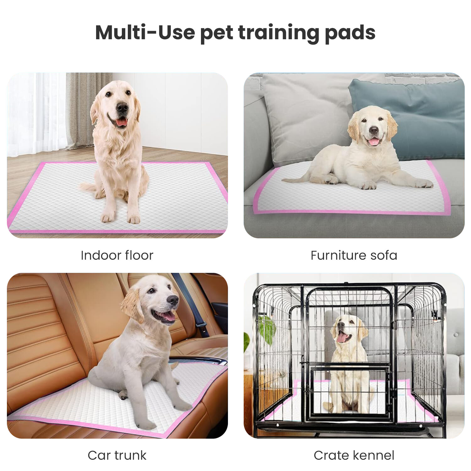 Disposable Pet Pads for Dogs 5-Layer Ultra-Absorbent Unscented Pink Training Pad