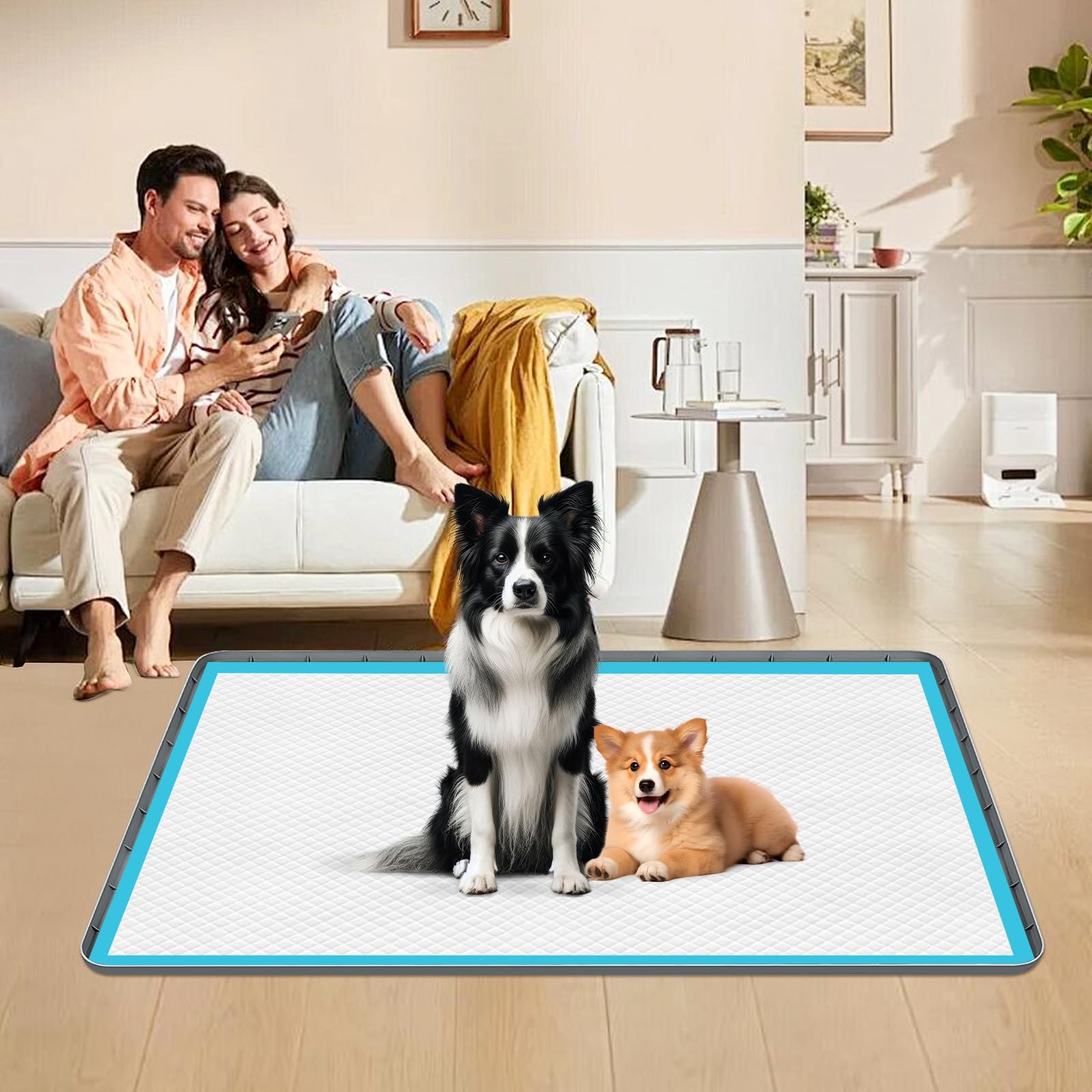 Pee Pad Holder for Dogs 50”x35” Silicone Puppy Pee Pad Tray, Dark Grey | Ex…
