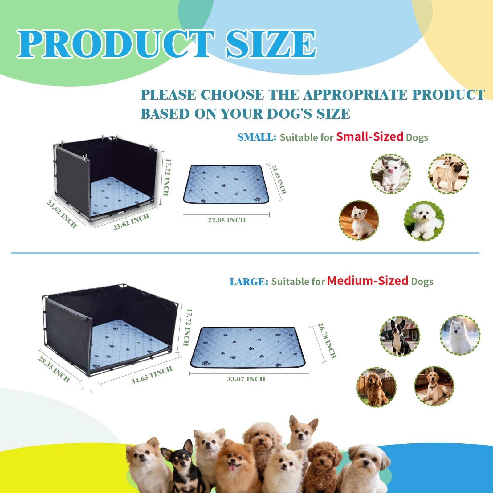 Washable Dog Pee Pad Holder Tray – Foldable Indoor Potty Station for Small Dogs,