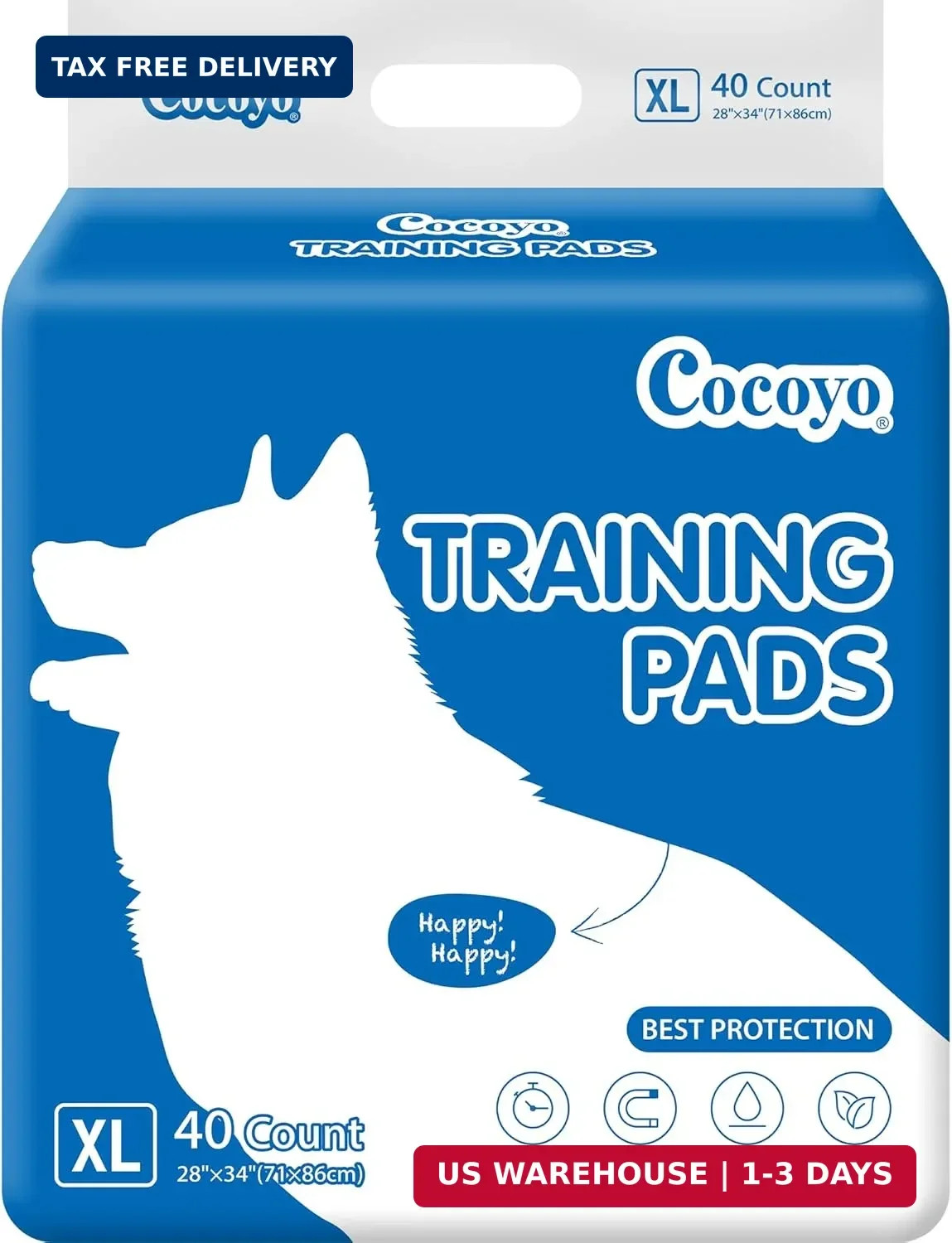 COCOYO Best Value Training Pads, 40Count, 28″ by 34″
