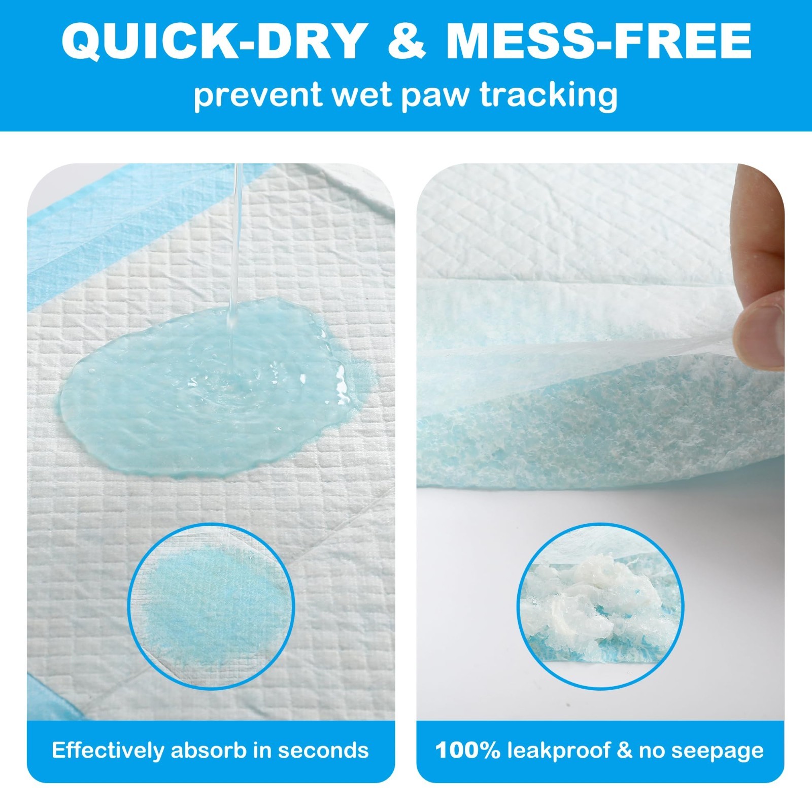 100 Count Disposable Puppy Pads 23.6″x23.6″ – Super Absorbent Dog Training Pee P