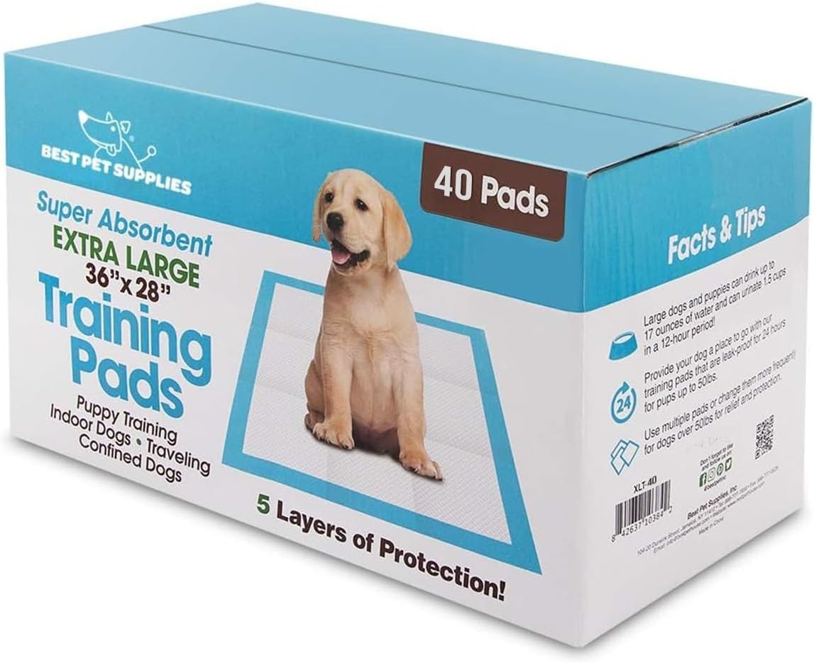 Extra Large Dog Training Puppy Pee Pads – Blue, 40 Count | 36×28″ Potty Pads,…