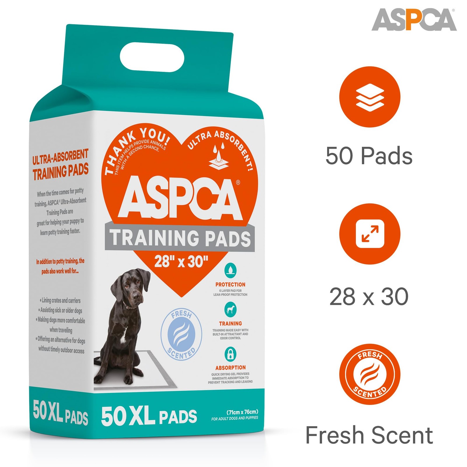 ASPCA Dog Training Pads for Dogs and Puppies (50 Pack), X-Large Fresh Scent