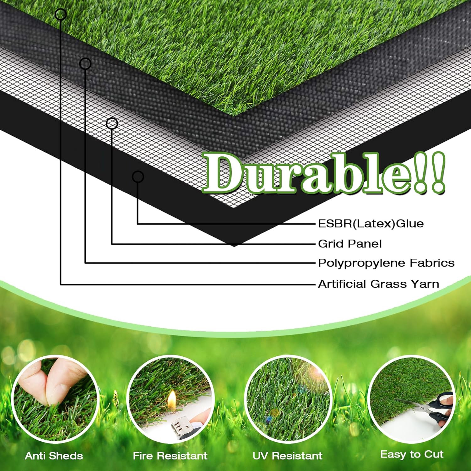 34″ X 23″ Fake Grass Pee Pad for Dogs Potty Training Turf Pets Mat – Indoor Outd