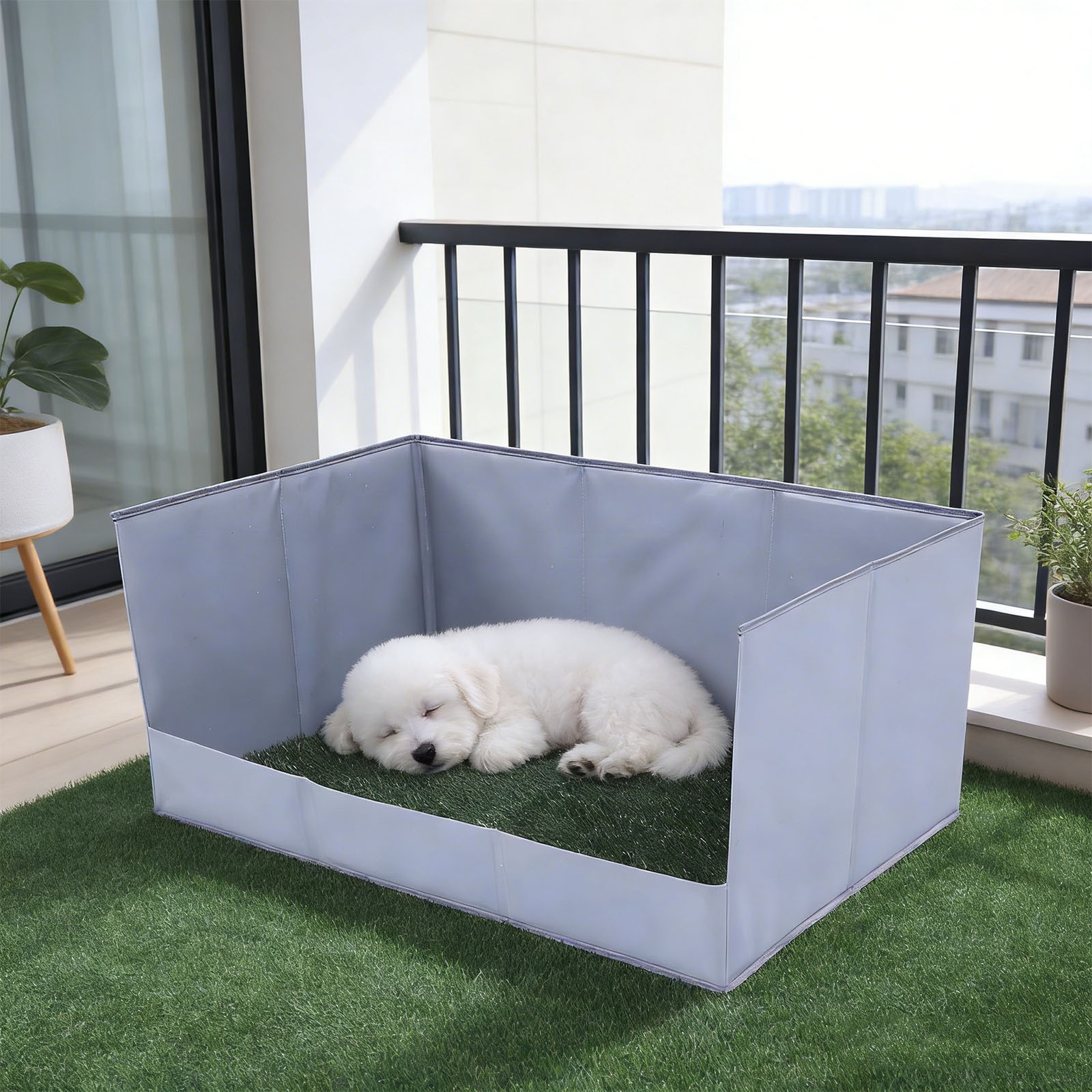 Dog Grass Pad With Tray Easy Cleaning Artificial Grass Foldable Dog Litter ZCFA