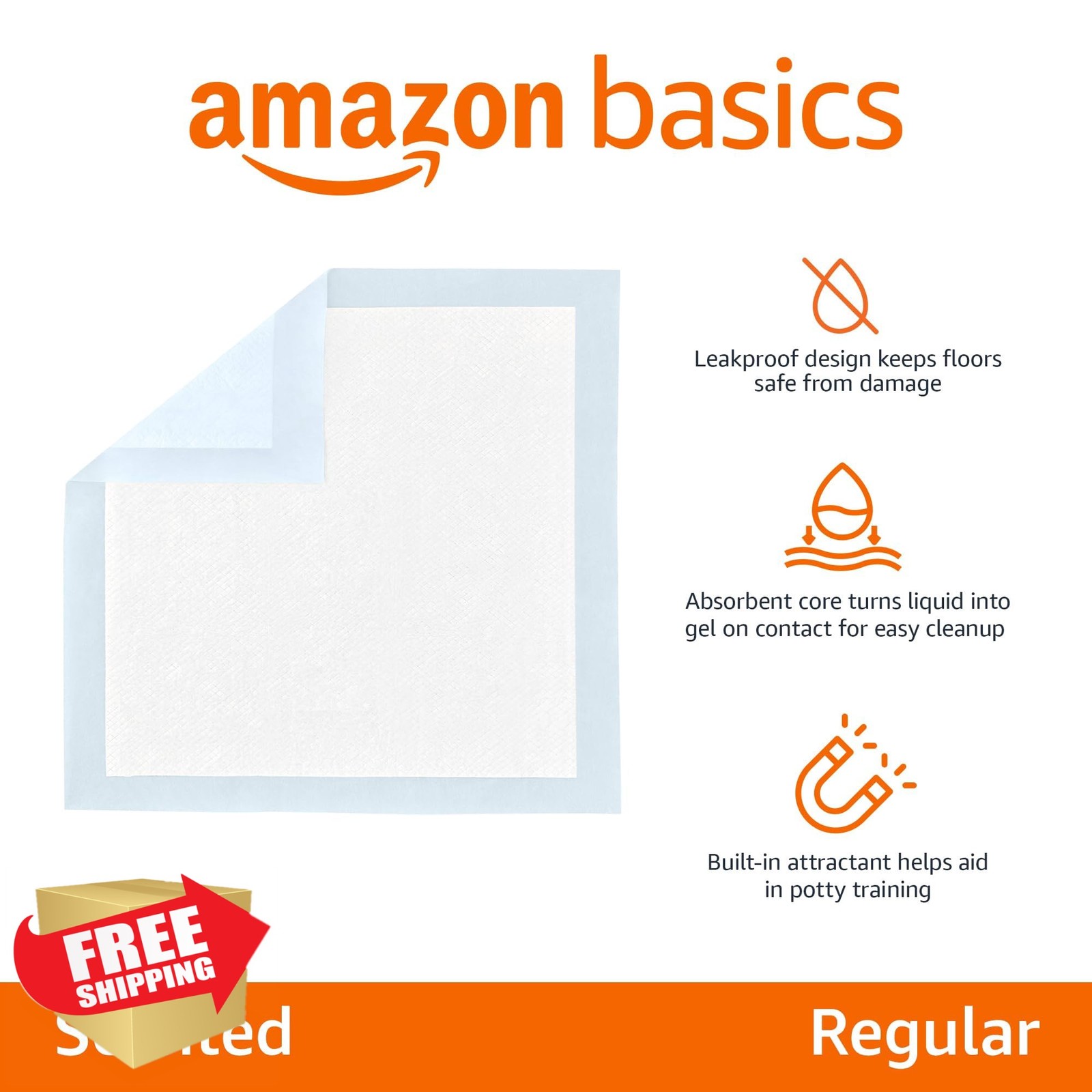 Amazon Basics Regular Pee Pads 150ct 22″x22″