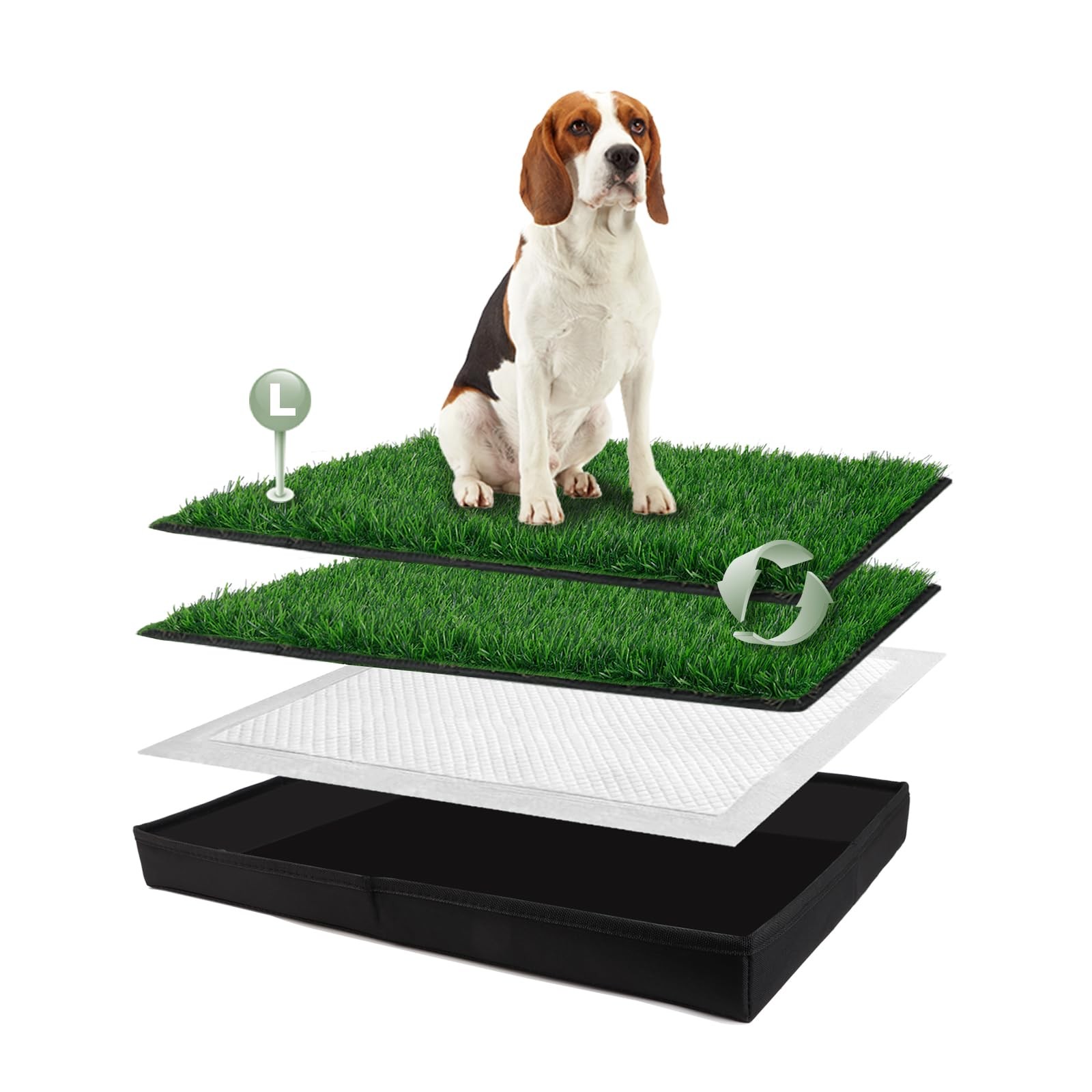 HQ4US 4LEGS Dog Grass Pad with Dog Litter Box, Foldable Large Liner Base | 2P…