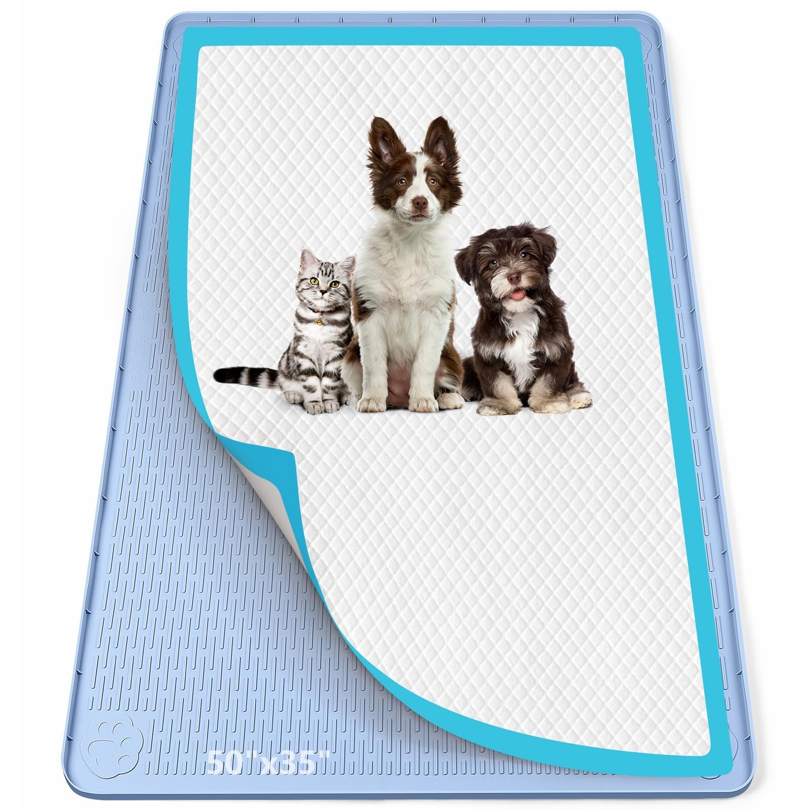 Pee Pad Holder for Dogs, 50″ x 35″ Silicone Pee Tray Mat Leak-Proof, High Edg…