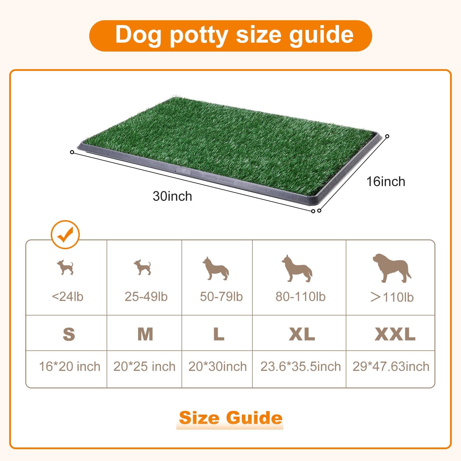 LOOBANI Dog Grass Pad with Tray – Litter Box Potty 16*20inch, Green