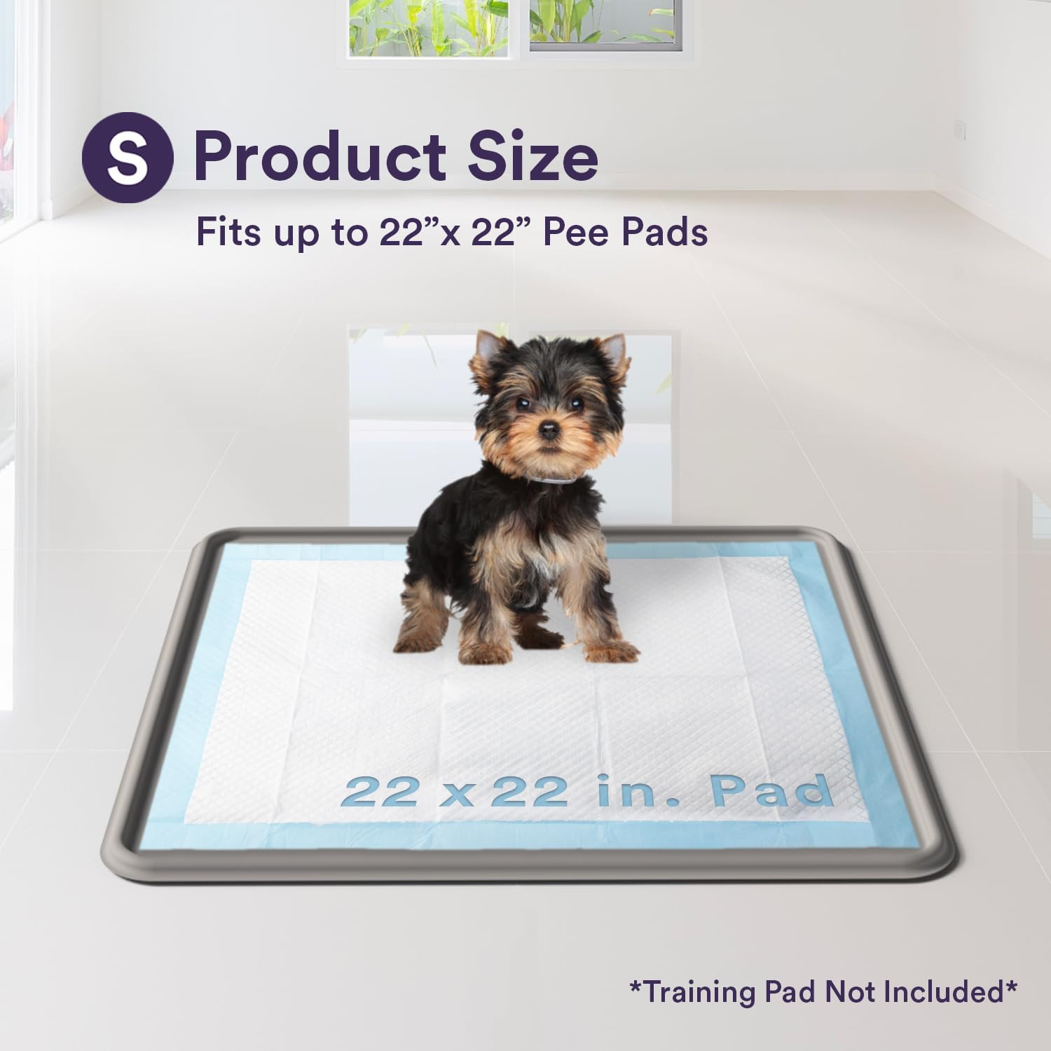 Pee Pad Tray Holder for Dogs – Fits up to 22 X 22 In. Square Potty Training Pads