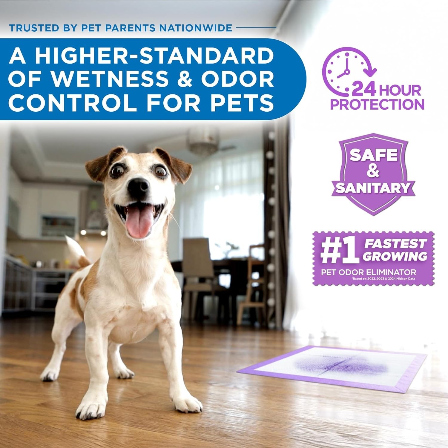 50 Count Extra Large 24×24 Dog Pee Pads with Odor Control & Leak-Proof Design
