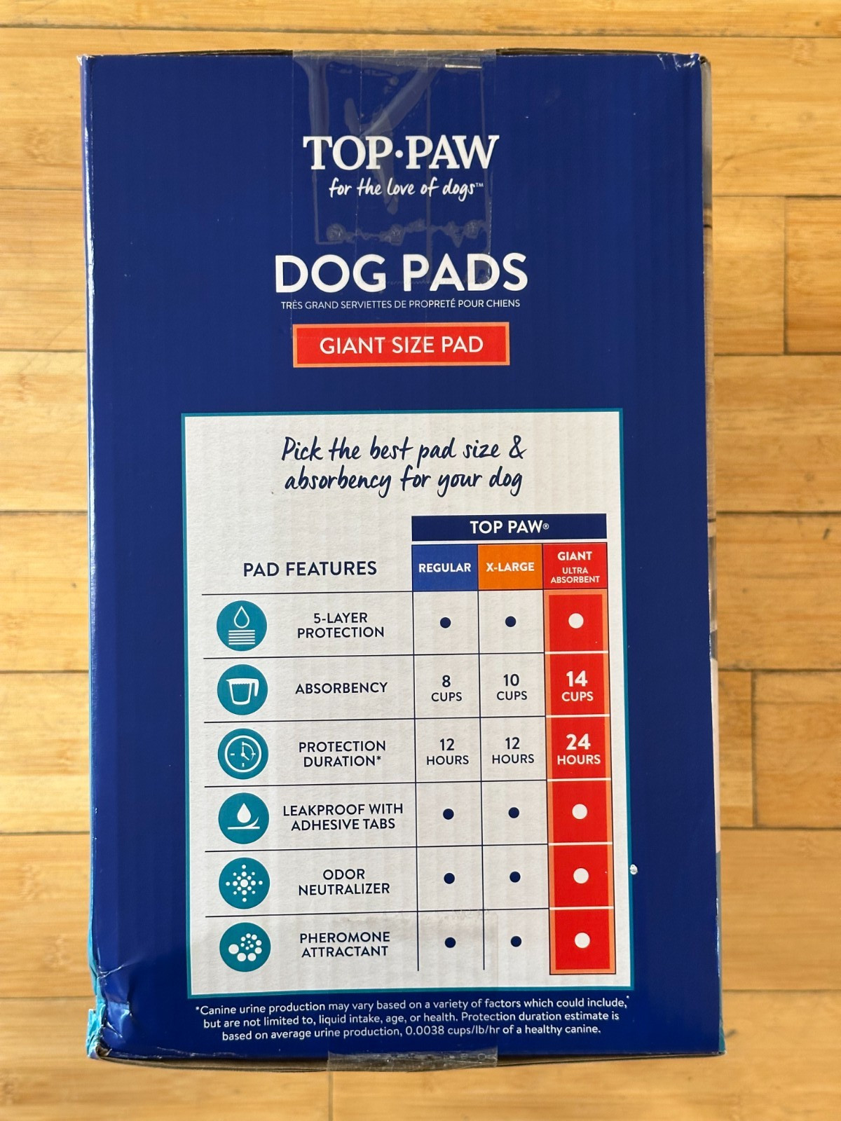 Top Paw (XXL) 27.5″ x 44″ Giant Dog Pads 50 Count, New Sealed Box