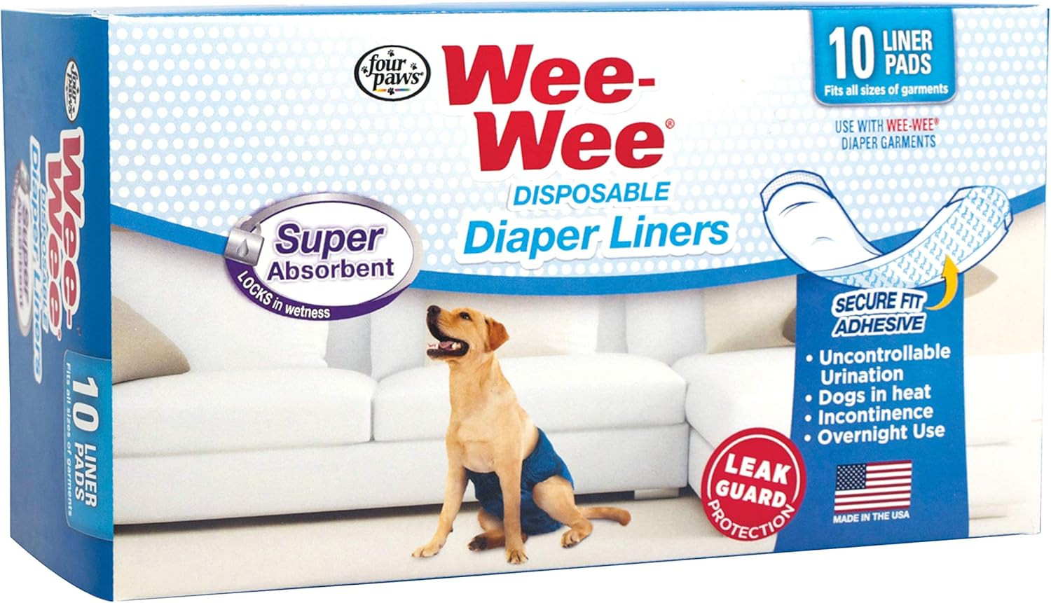 Wee-Wee Super Absorbent Disposable Adjustable Dog Potty Training Diapers, Leak-P