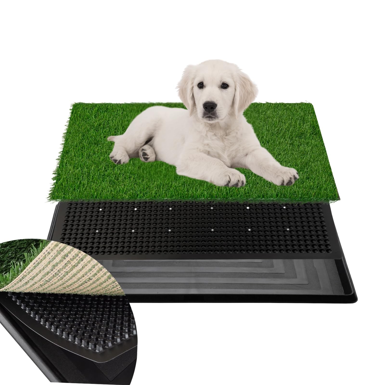 Artificial Dog Grass Pad with Tray for Potty – 16×20 inches Strong Absorbency…