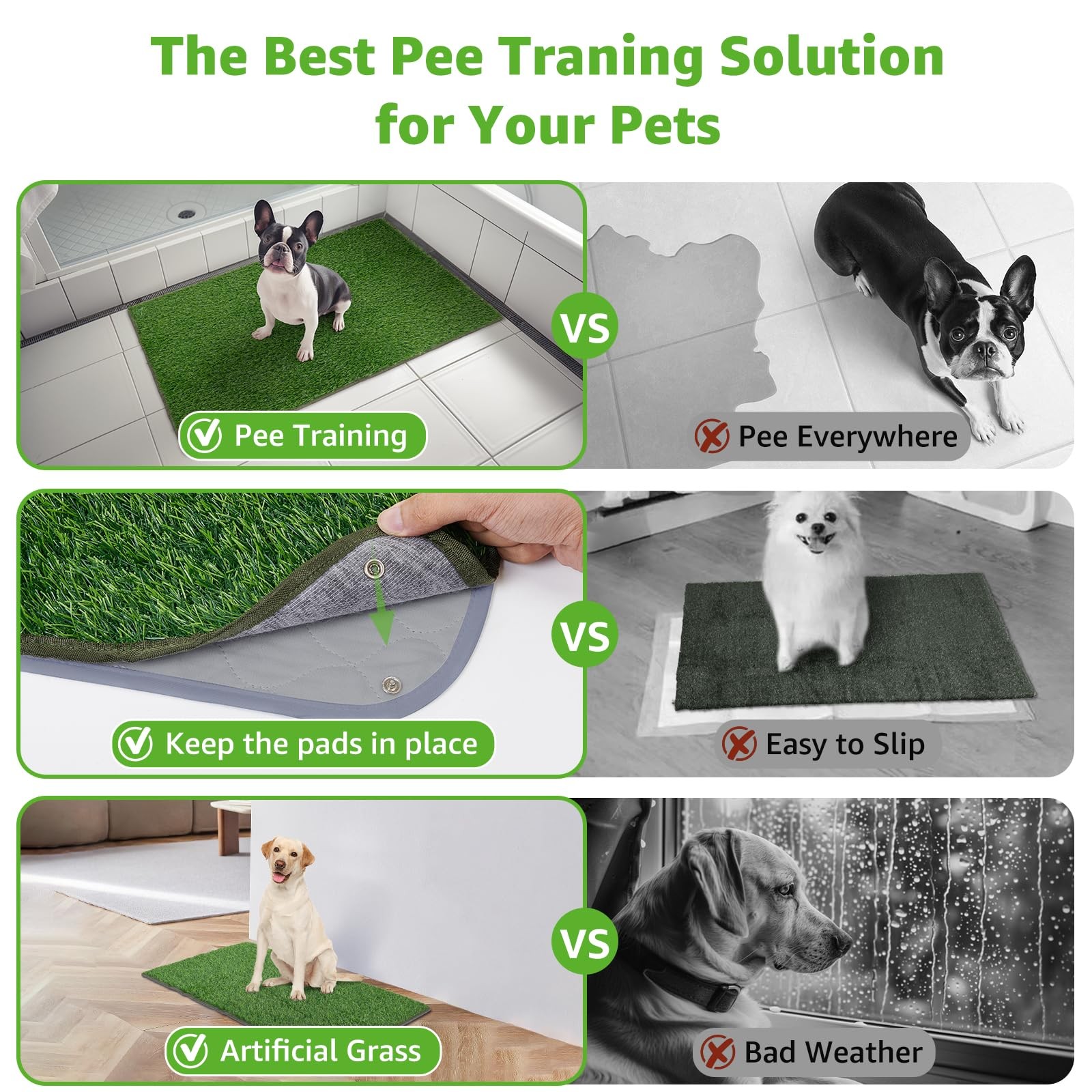 Dog Grass Mat with Pad 39×31.49 Potty Tray for Patio Balcony Apartment
