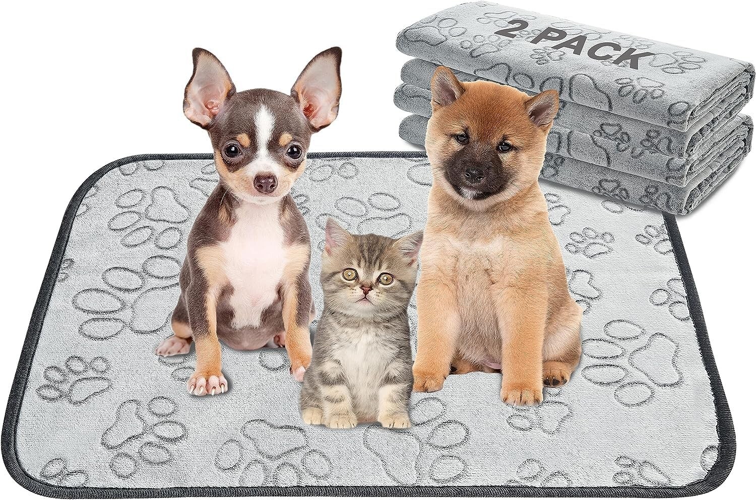 Reusable Puppy Pads, 2 Pack Washable Pee Pads for Dogs, Waterproof Non Slip Wee