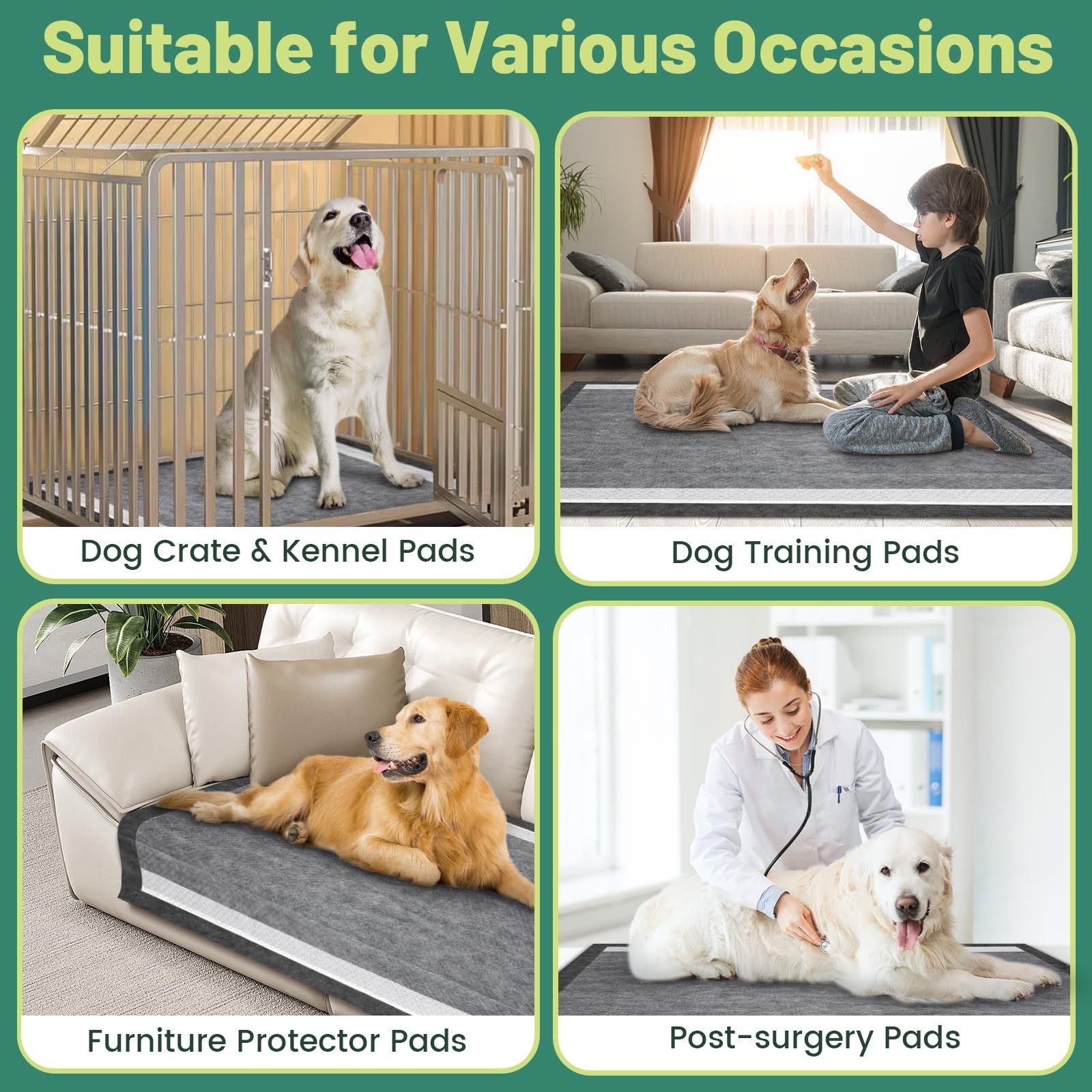 Extra Large 28″x34″ 6-Layer Dog Pee Pads, Leak-Proof, Odor Control, Quick Dry, 3