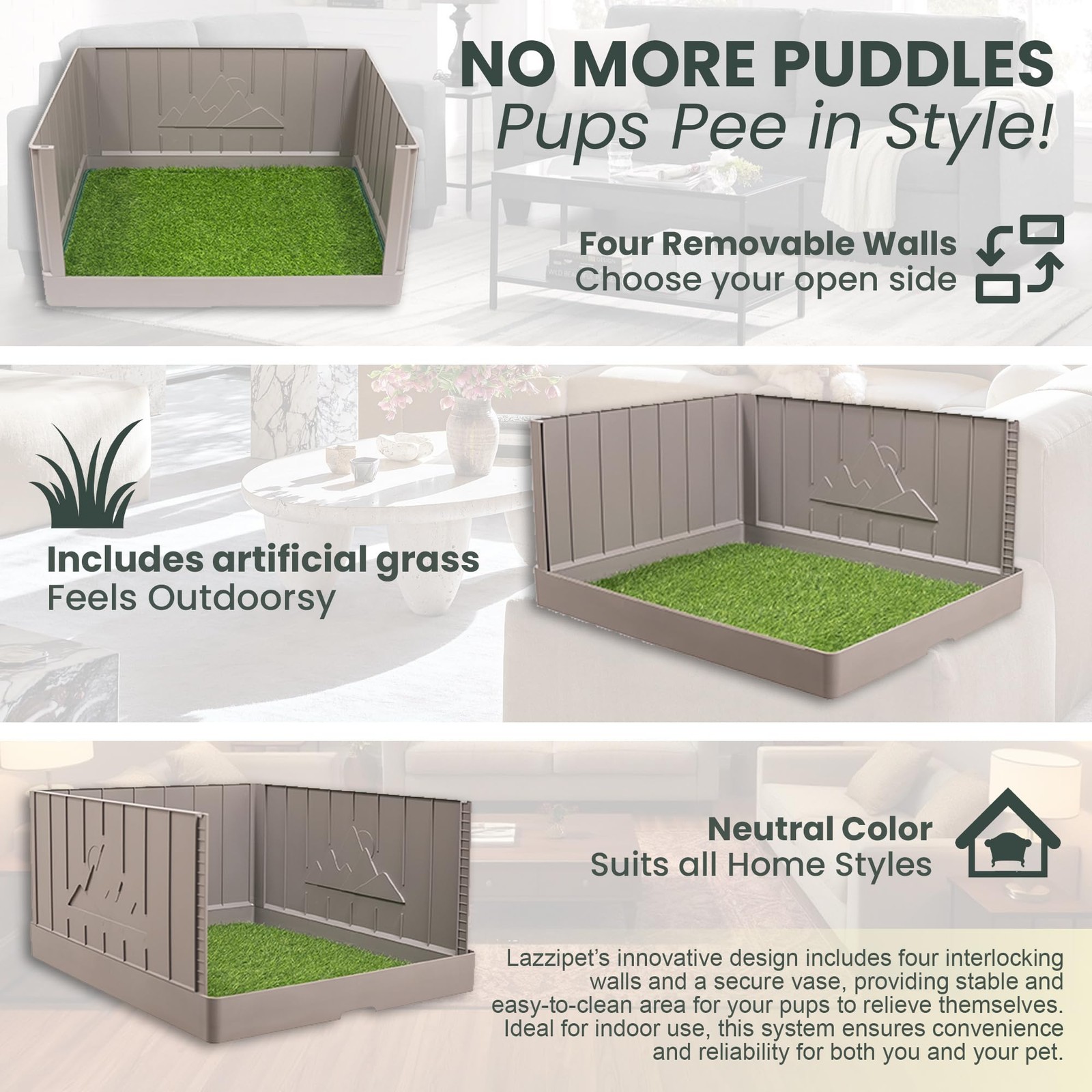 Dog Grass Pad with Tray, Indoor Dog Potty, Litter with High Walls, Artificial…