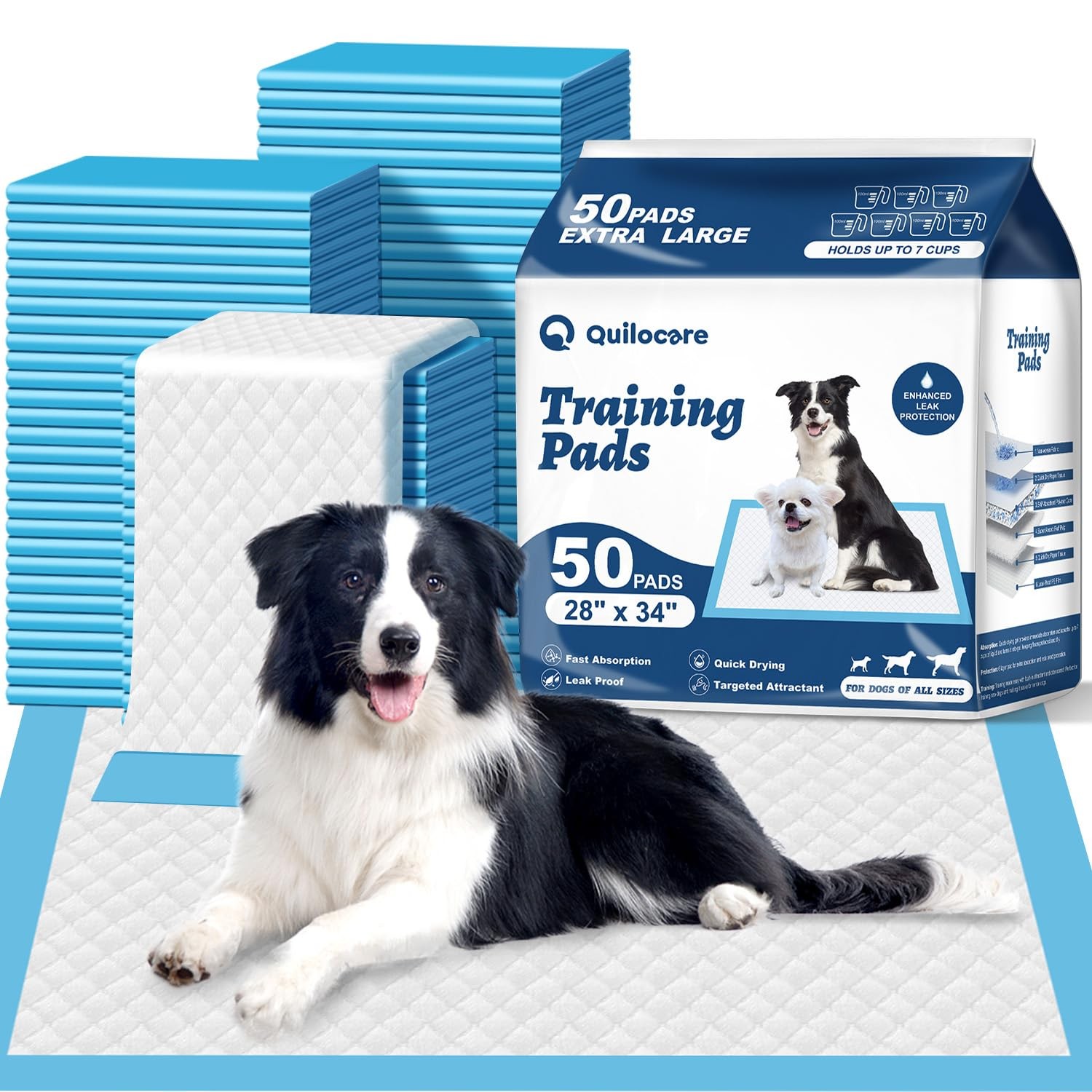50 Count 28” x 34” XL Disposable Dog Pee Pads, Super Absorbent Leakproof Quic…