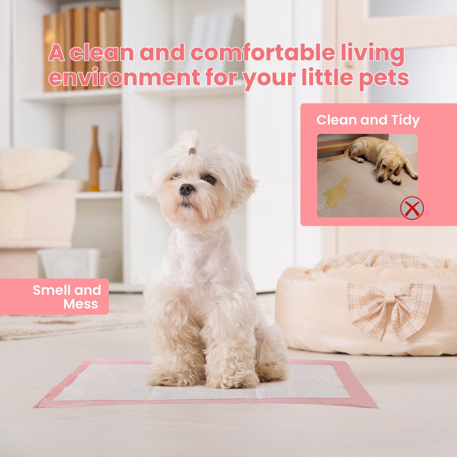 Red Rabbits Pet Training Pads 100 Count 18×13 Pink for Dogs