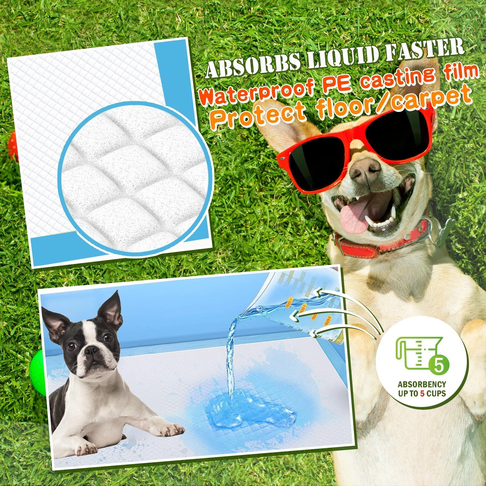Dog training pee pads, thickened five-layer design, super absorbent, leak-proof