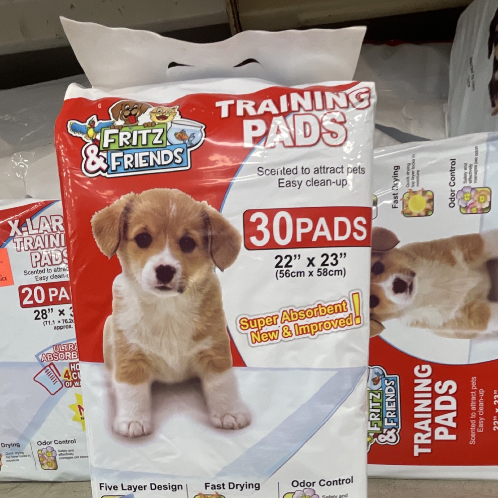 Fritz & Friends Training Pads 30 Pack 22×23″ Super Absorbent Odor Control