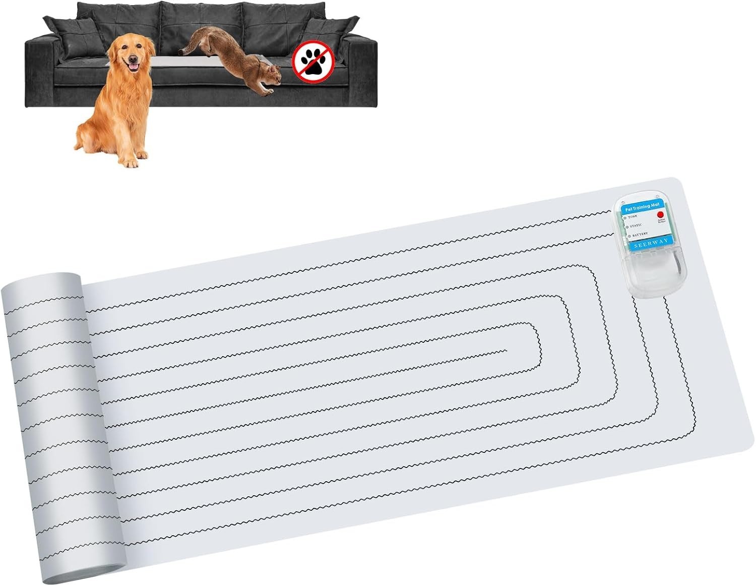Scat Pet Shock Mat Indoor, Safe Shock Training Pads for Dogs and Cats 60″x12″ U