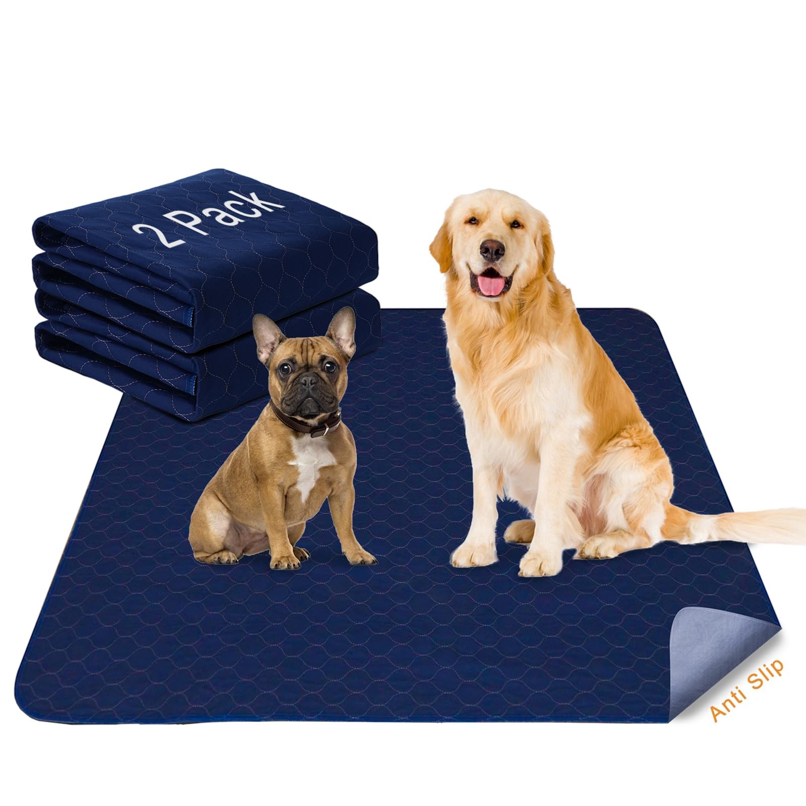 Pee Pads for Dogs Washable 53″x53″ Polyester Waterproof Anti-Skid – Great