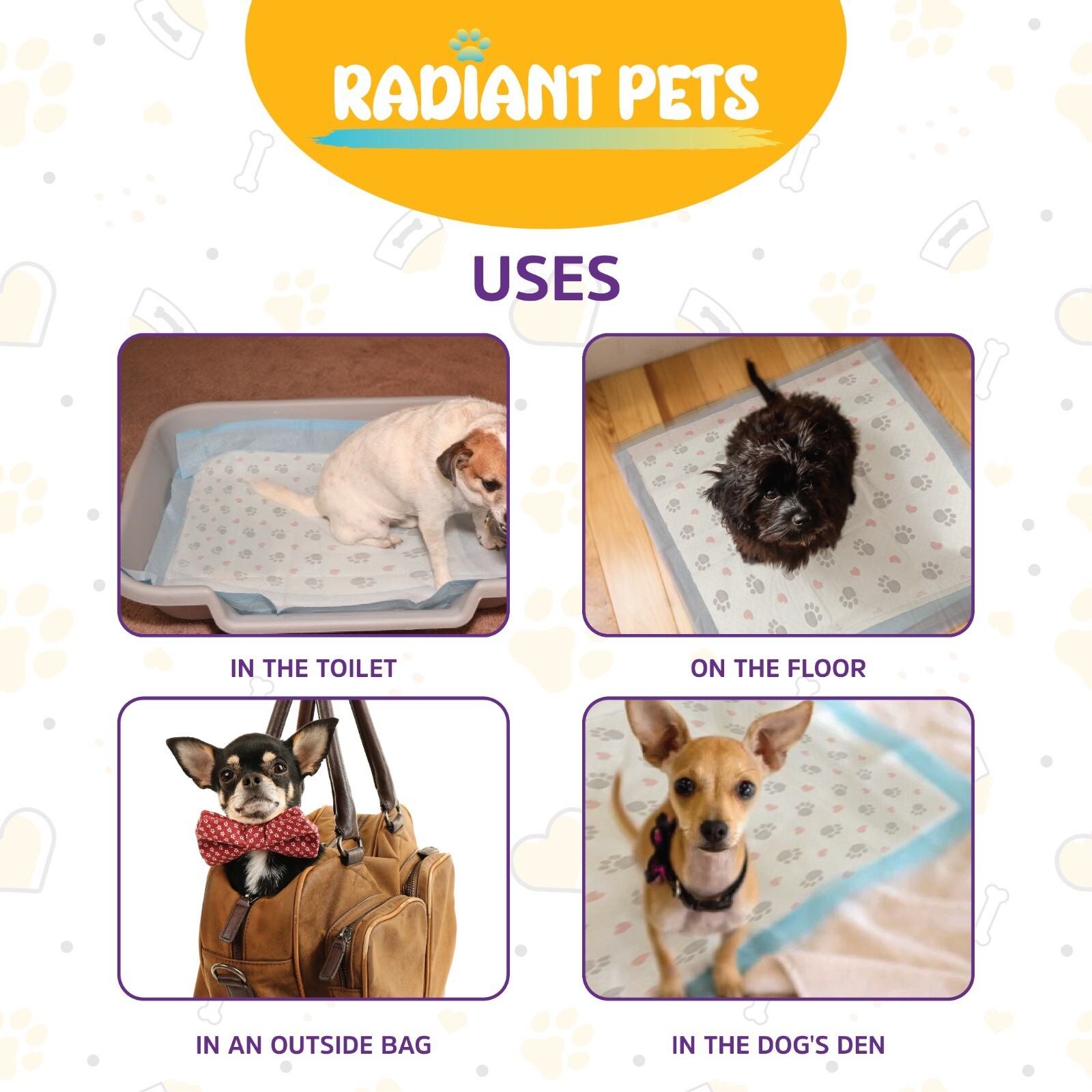 Pack of 50 – Ultra Absorbent, 6-Layer, Radiant Pets | 23″ x 23″ | Dogs and Cats