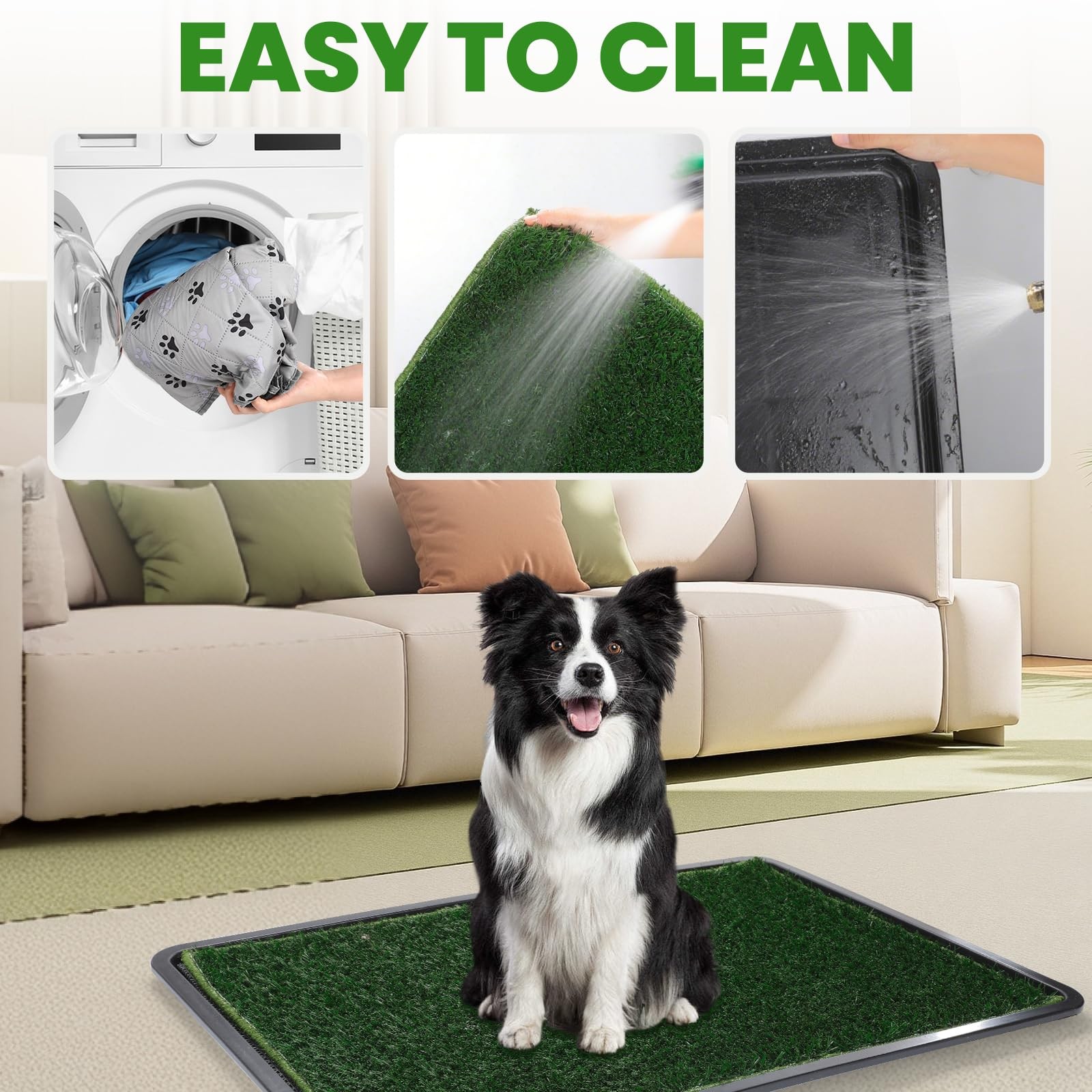 FURWAY Dog Grass Pad with Tray Artificial Puppy Pee 35.4″X 23.6″, Gray