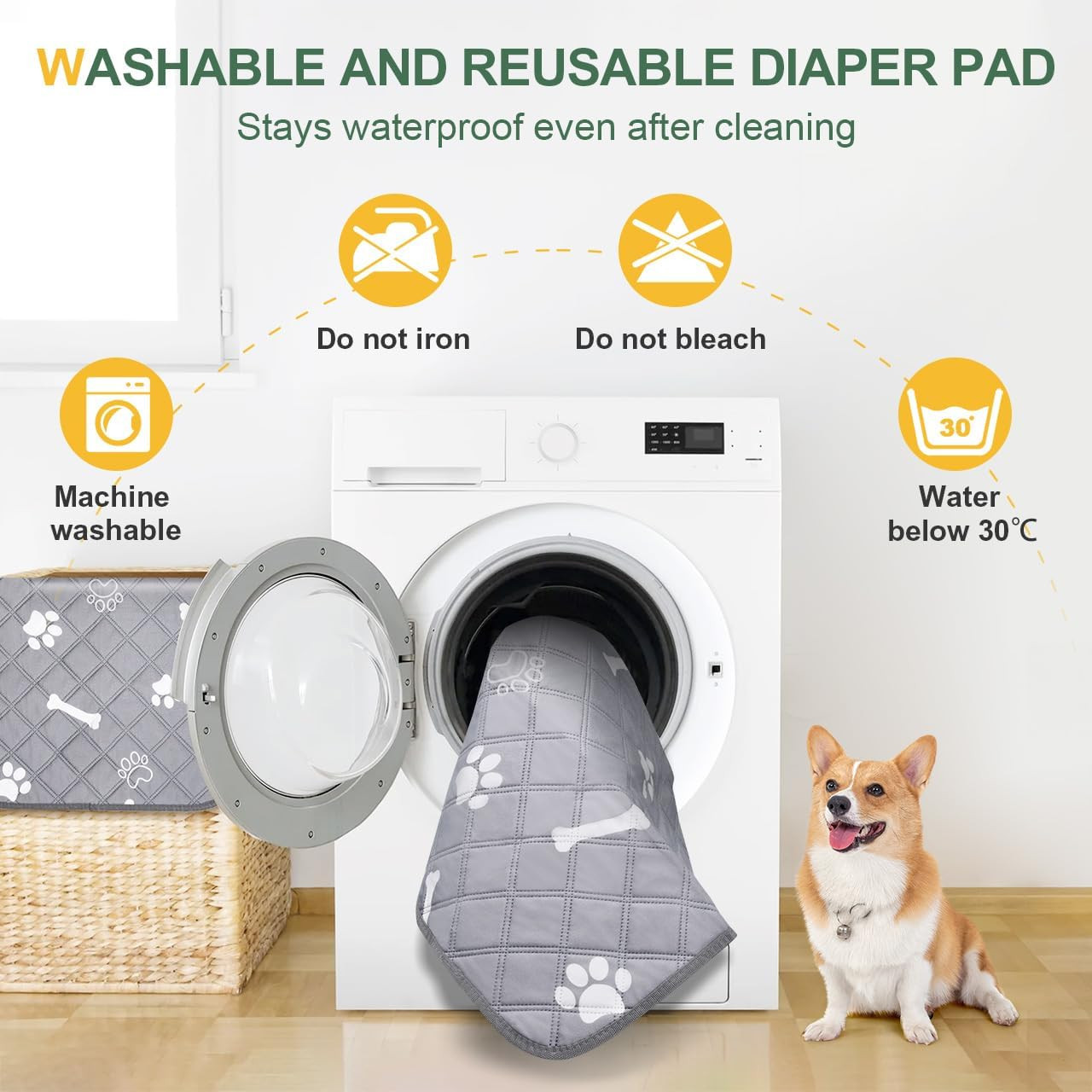 Gimars Upgrade Heavy Absorbency Non-Slip Washable Pee Pads for Dogs, 72″X72″，65″