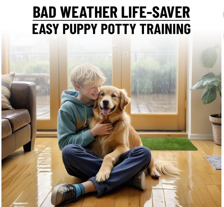 Artificial Grass Puppy Potty Training Pad with Tray – 15″x30″ Reusable Solution