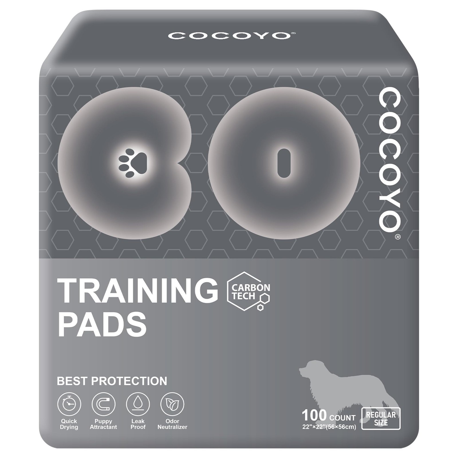 COCOYO Charcoal Dog Training Pads 100 Count 22×22 Leak Proof Odor Control Gray