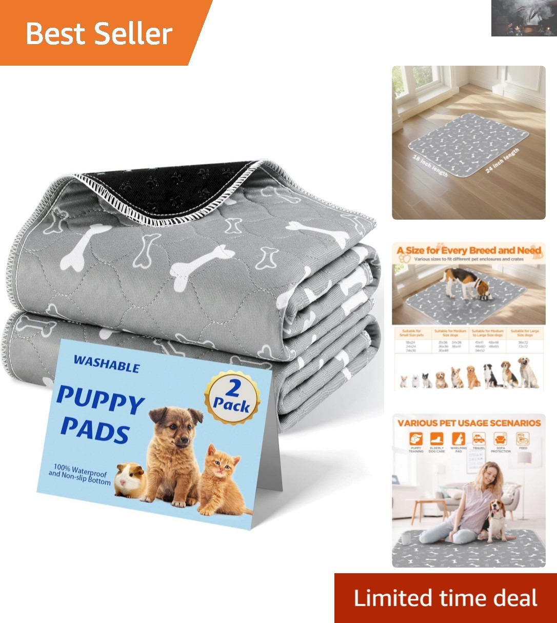 Fast Absorbent Waterproof Dog Training Pads – 18×24, Pack of 2 for Convenience