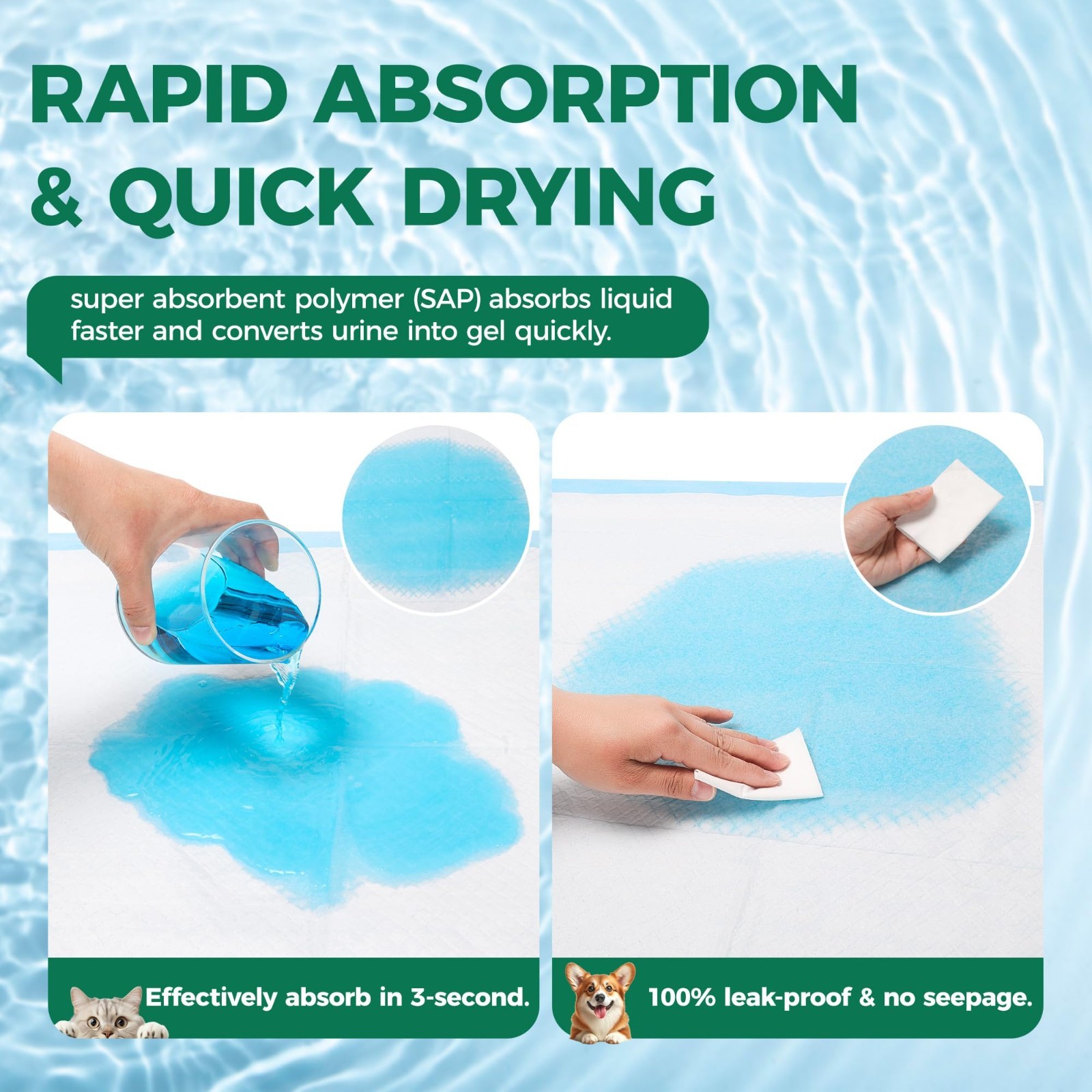 Extra Large Dog Pee Pads 50 Count – 28″ x 34″, Super Absorbent Leak-Proof Puppy