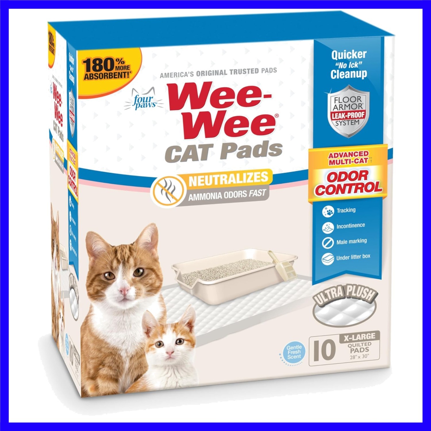Wee-Wee Cat Pee Pads, Disposable Litter Box Mats, Advanced Odor Control, Fast…