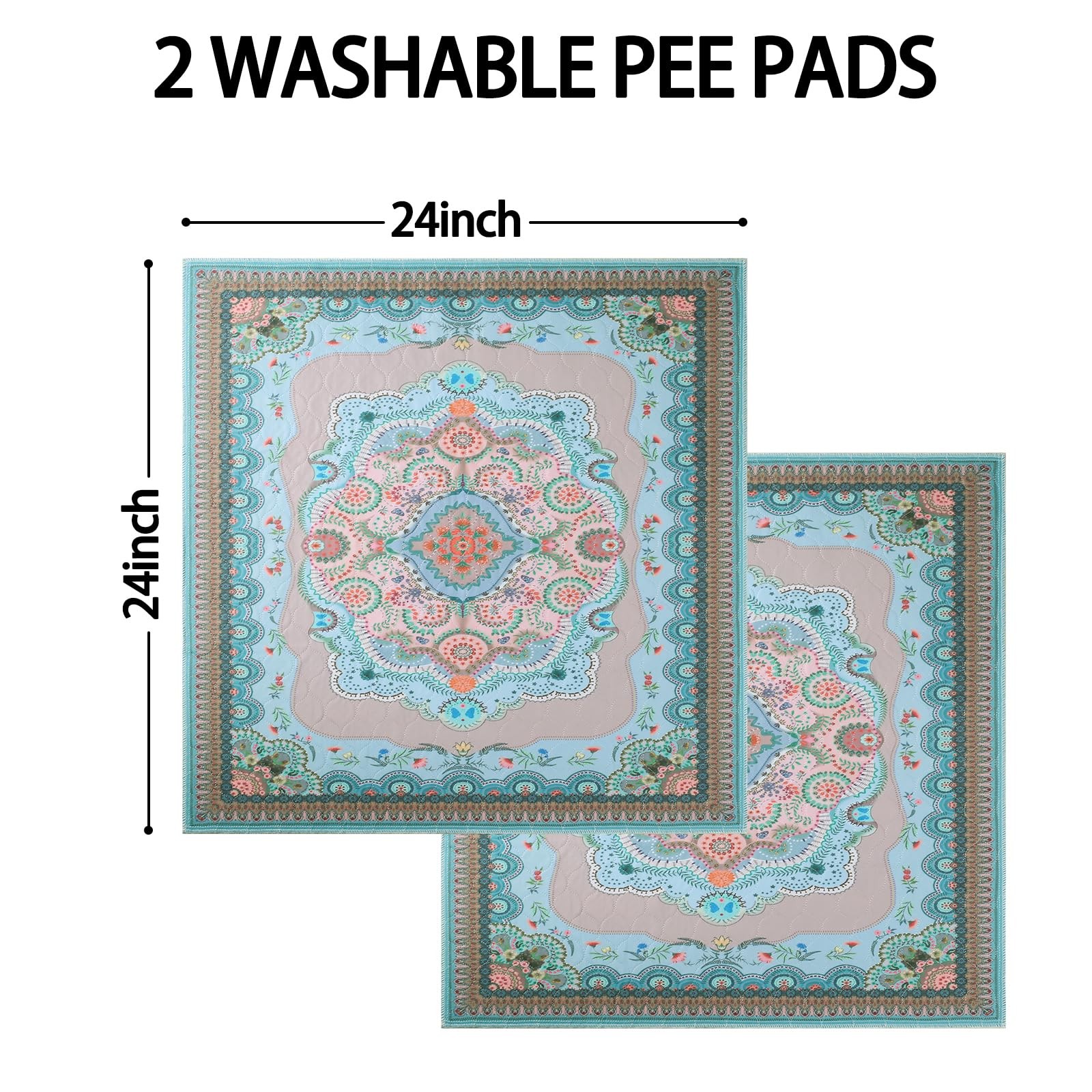 Reusable Pee Pads for Dogs Puppy Pet Training, Super Absorbent, Pee, 24×24″ 2 Pc