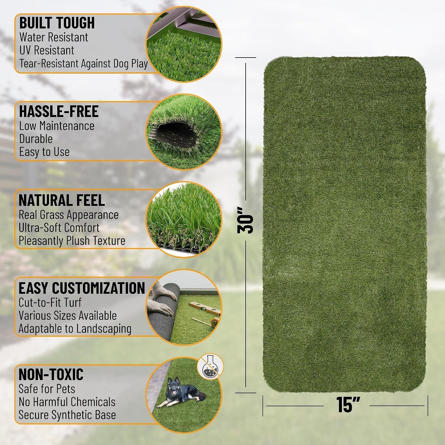 Reusable Artificial Grass Pee Pad 15″ x 30″ – Ideal for Indoor Potty Training