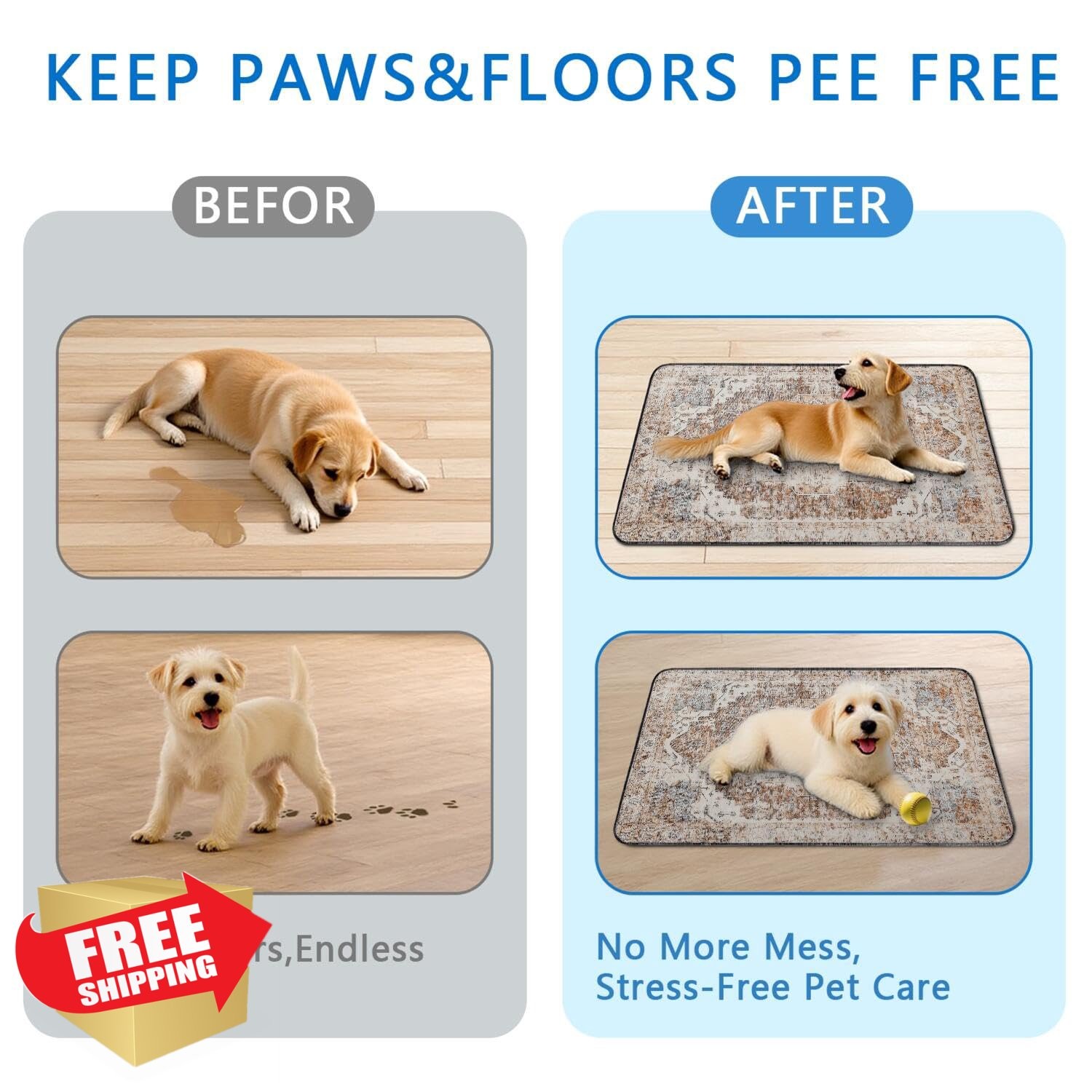 Washable Dog Pee Pads 24×36 2 Pack Reusable Puppy Training Mat