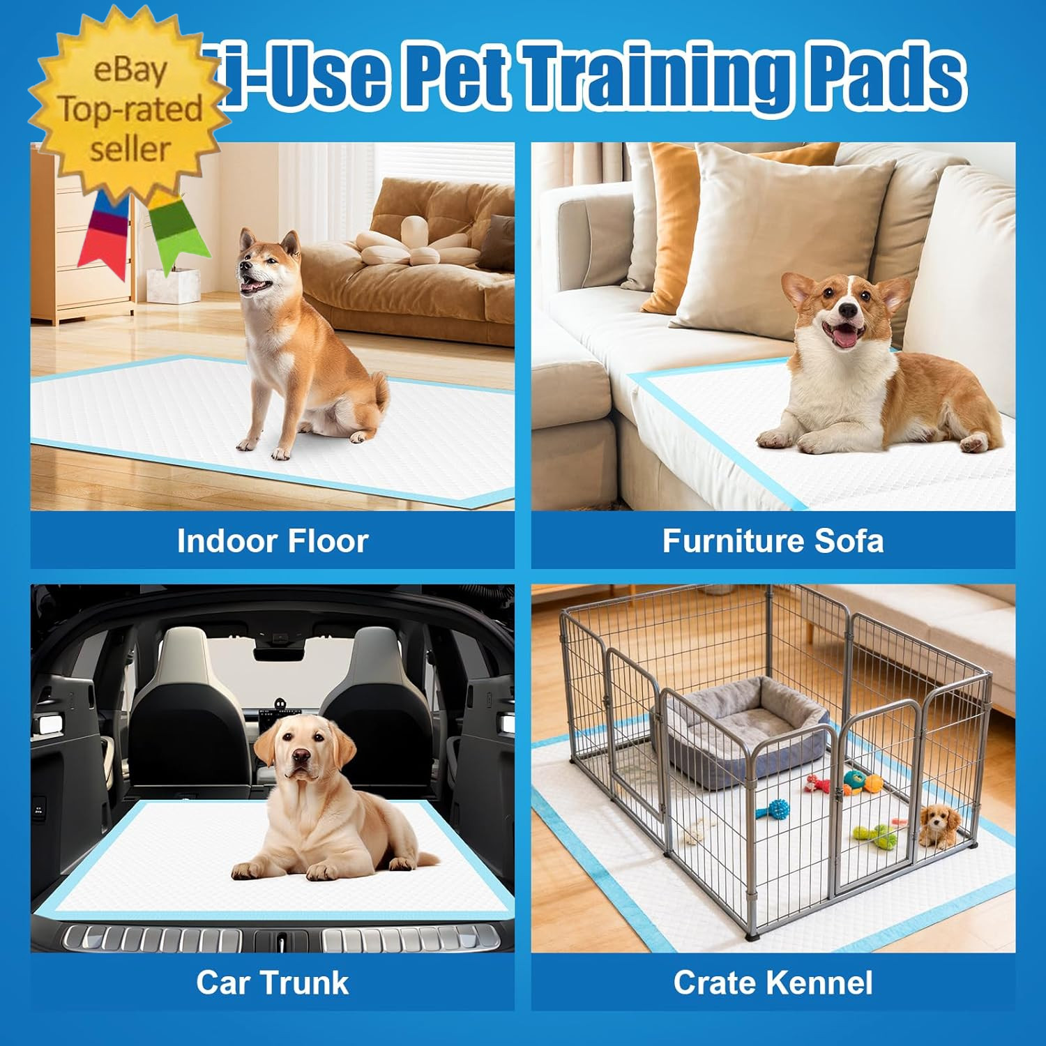 100 Pack 30″X36″ Extra Large Dog Pee Pads – Super Absorbent & Leak-Proof Disposa
