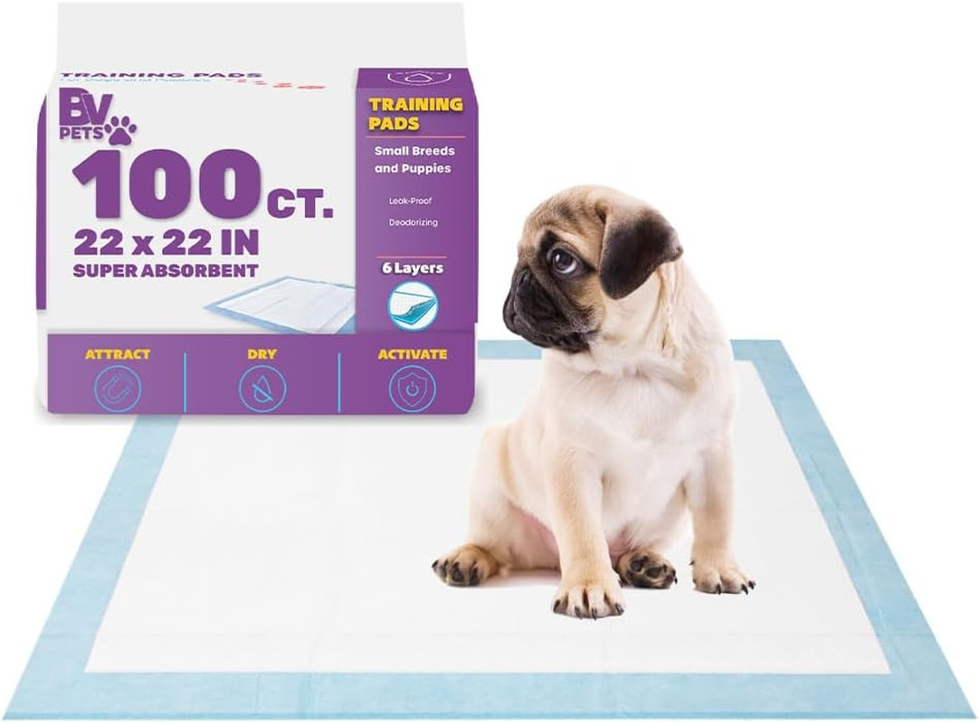 Puppy Pads Leak-Proof 100 Count 22″X 22″ – Absorbent Pee Pads for Dogs with 6-La