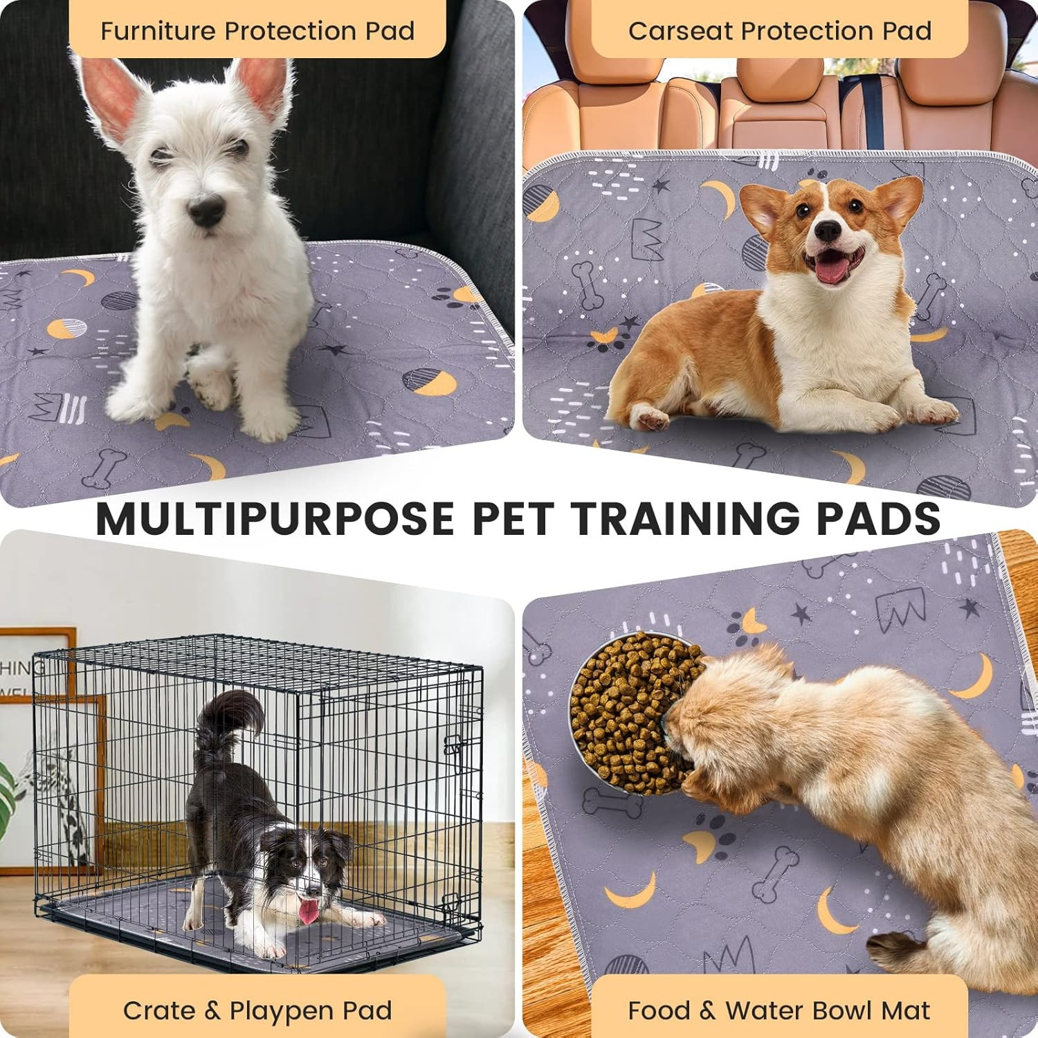 Washable Pee Pads for Dogs 2 Pack 34″ X 36″ Reusable Puppy Pads Waterproof Pet T