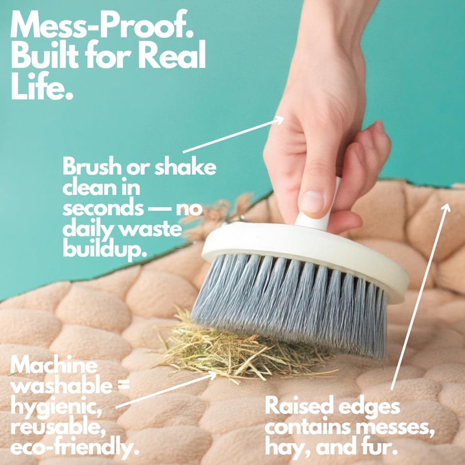 Hopp’d™ HutchLiner 2.0 Premium Guinea Pig Cage Liner Washable Fleece Beddi
