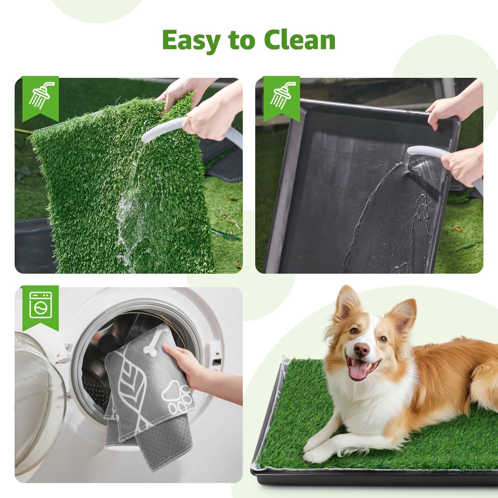 Large Dog Grass Pad with Tray – 35x23in Dog Litter Box with 2 Artificial Gras…