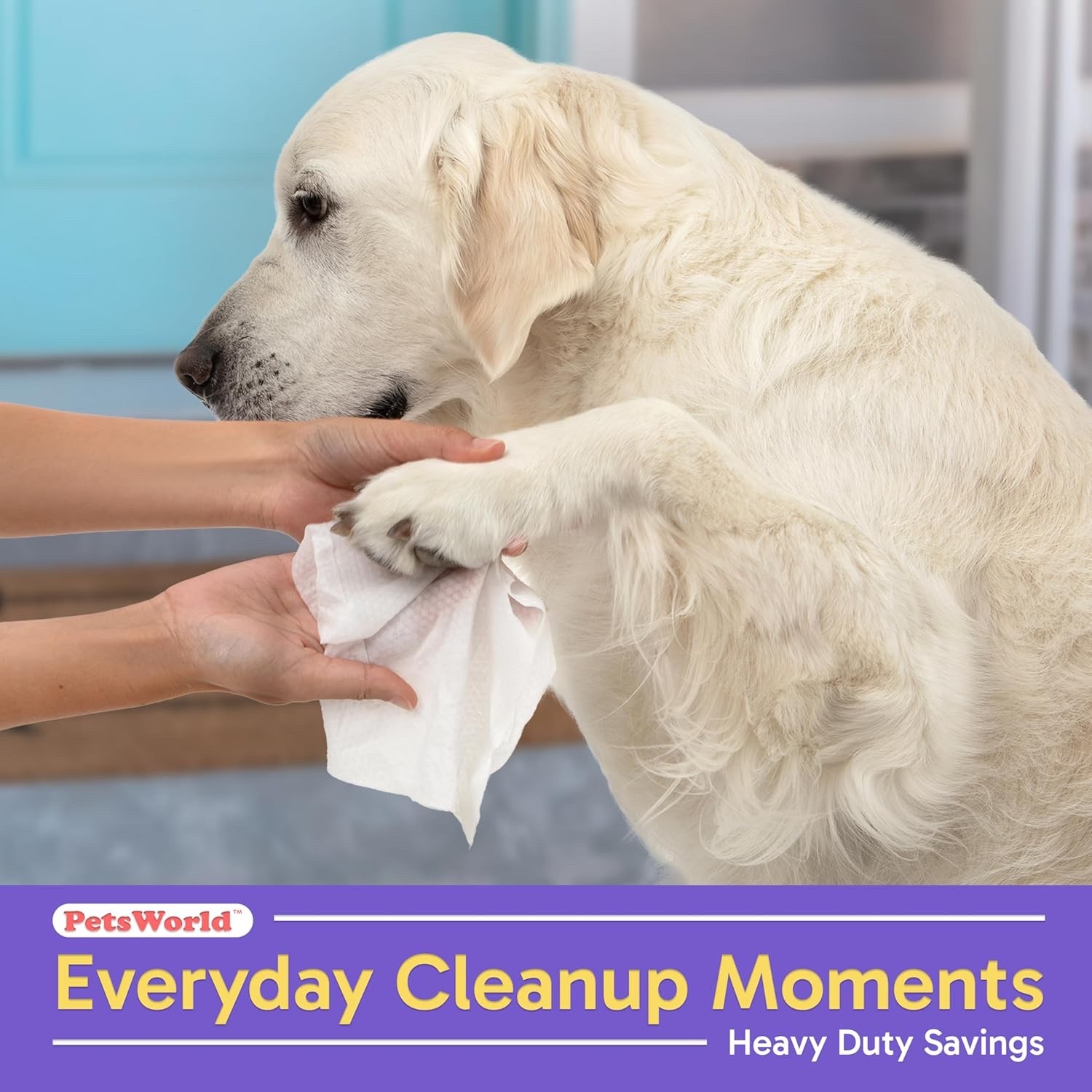 PetsWorld Pet Wipes for Dogs & Cats, 600 Count| Unscented, Hypoallergenic,Thick