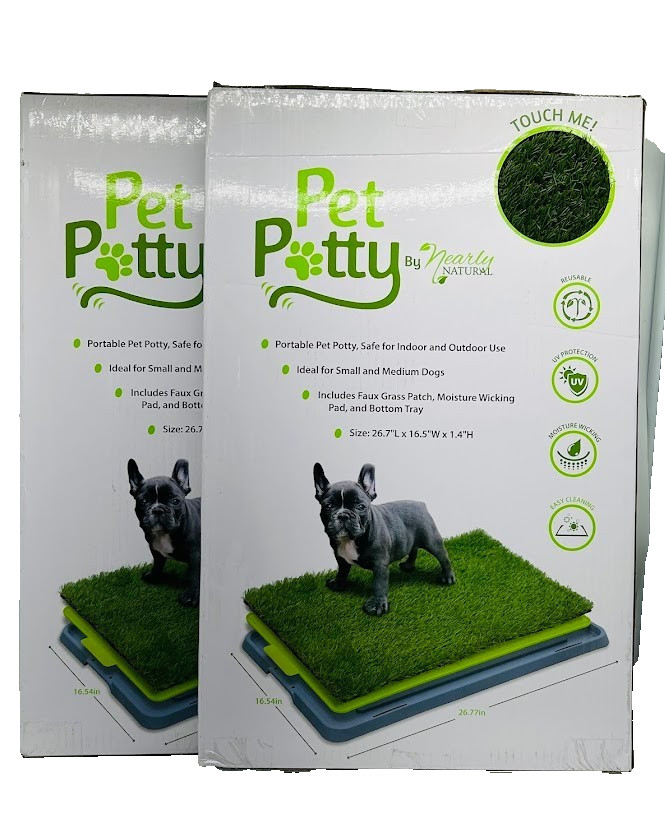 Lot of 2 16.5 in x 26.7 in Indoor/Outdoor Dog Potty w Artificial Grass