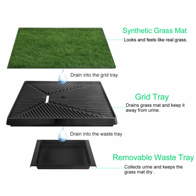 Dog Puppy Pee Training Potty Tray Artificial Grass Pad Lawn Turf Indoor/Outdoor