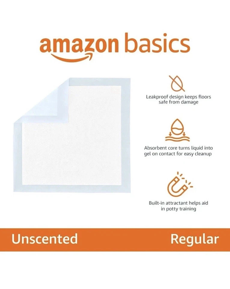 100 Pack Amazon Basics Dog Pet Training Pads Regular Size 22″ x 22″ NEW SEALED