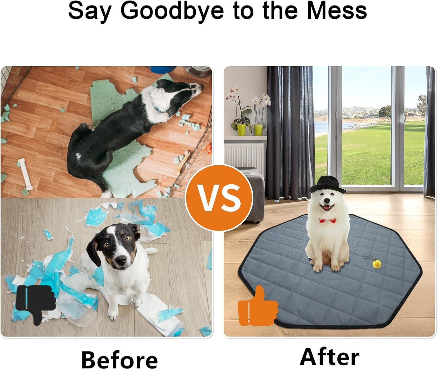 Washable Pee Pads for Dogs, 24″ Pet Playpen Mat Octagon 8 Panels Puppy Pads for