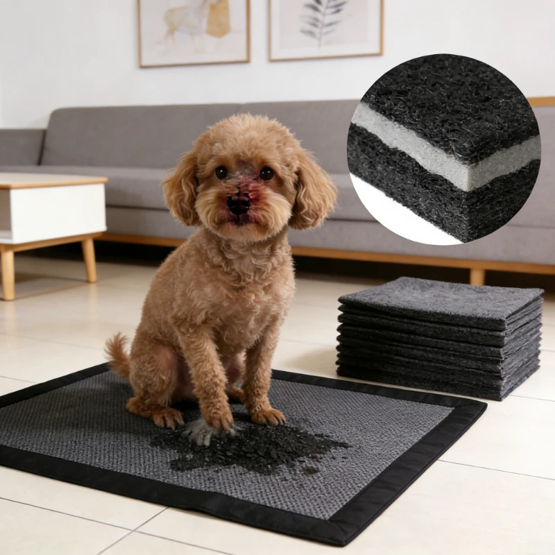 Pet Pee Pads Bamboo Charcoal Thickened Dog Training Pads with Adhesive Back Supe